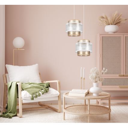 Riippuvalaisin  GABI 2xE27/60W/230V kulta/valkoinen d. 30 cm