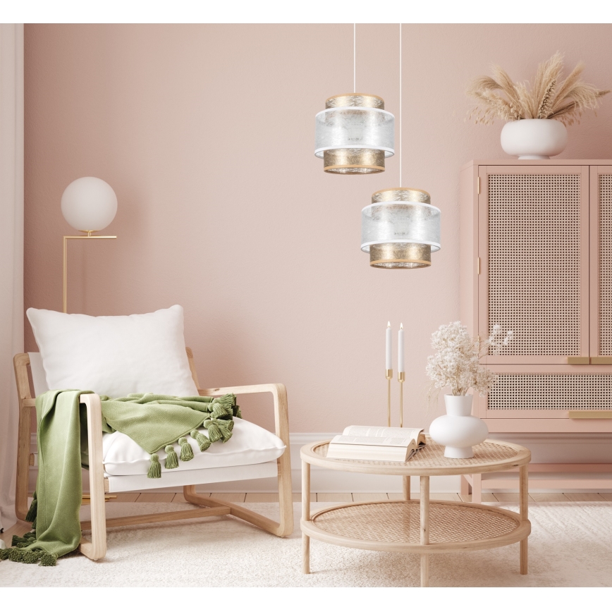 Riippuvalaisin  GABI 2xE27/60W/230V kulta/valkoinen d. 30 cm