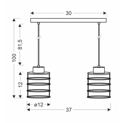 Riippuvalaisin  GLOB 2xE27/40W/230V musta