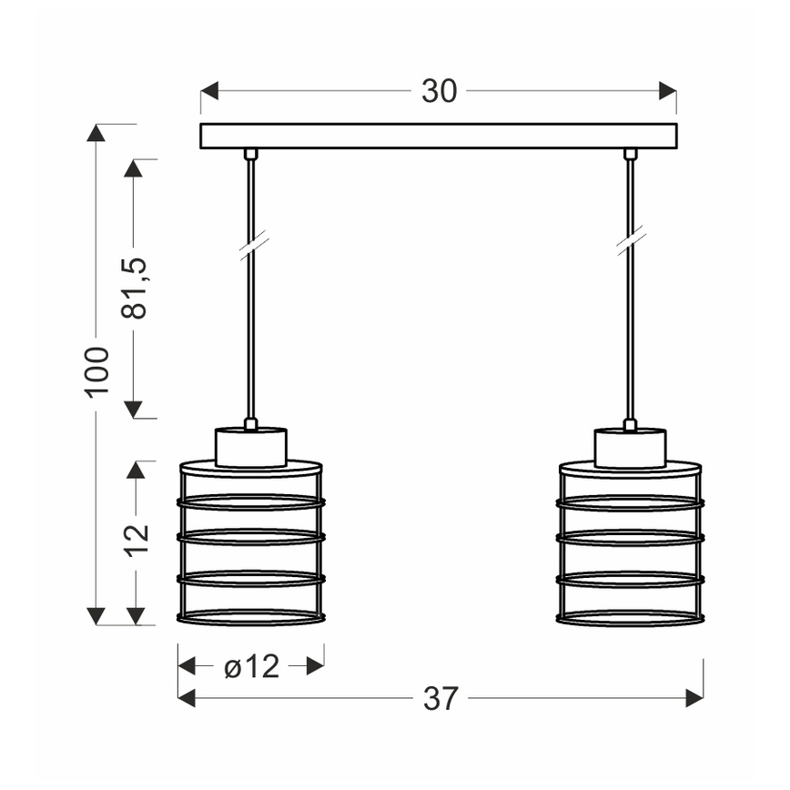 Riippuvalaisin  GLOB 2xE27/40W/230V musta