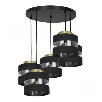 Riippuvalaisin HAVARD 5xE27 / 60W / 230V musta / messinki pyöreä