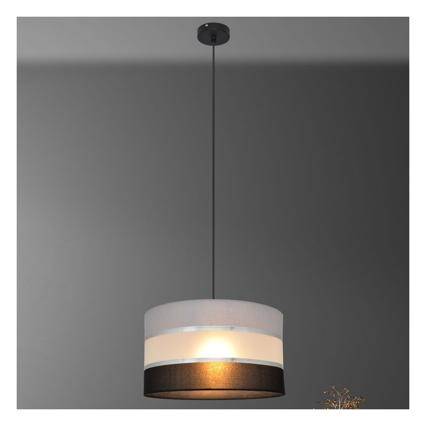 Riippuvalaisin HELEN 1xE27/15W/230V d. 35 cm musta/harmaa/hopea