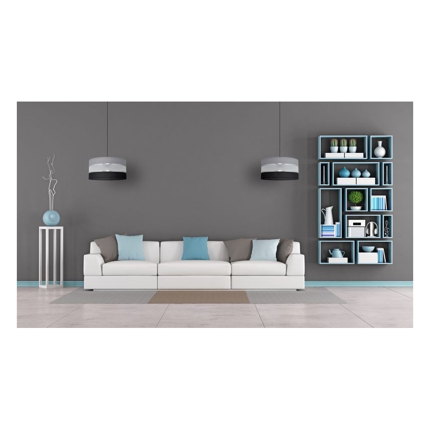 Riippuvalaisin HELEN 1xE27/15W/230V d. 40 cm musta/harmaa/hopea