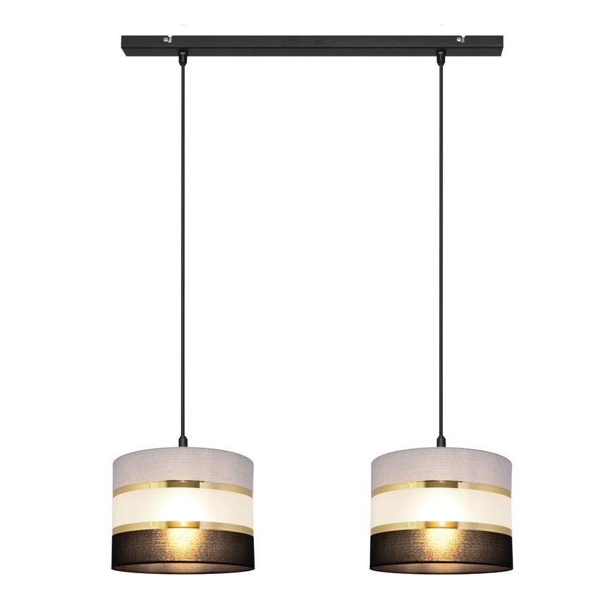 Riippuvalaisin HELEN 2xE27/15W/230V musta/harmaa/kultainen