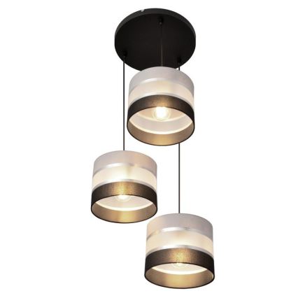 Riippuvalaisin HELEN 3xE27/15W/230V musta/harmaa/hopea