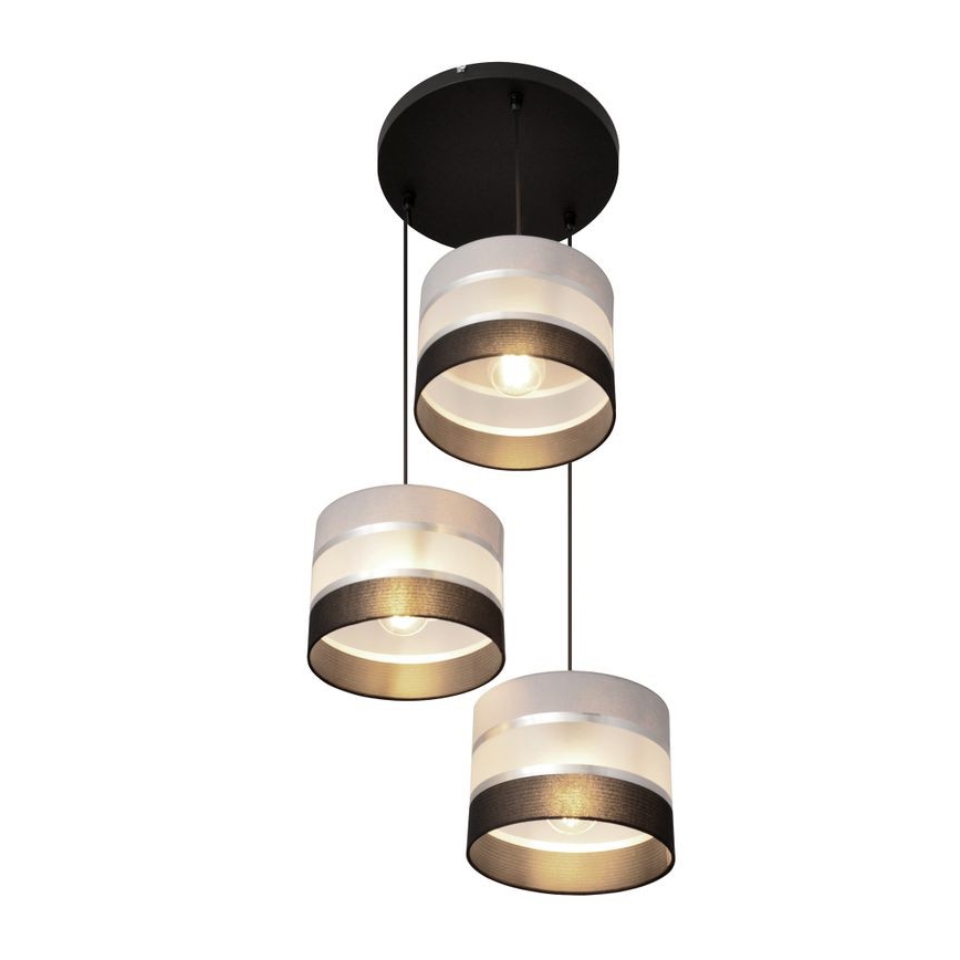 Riippuvalaisin HELEN 3xE27/15W/230V musta/harmaa/hopea