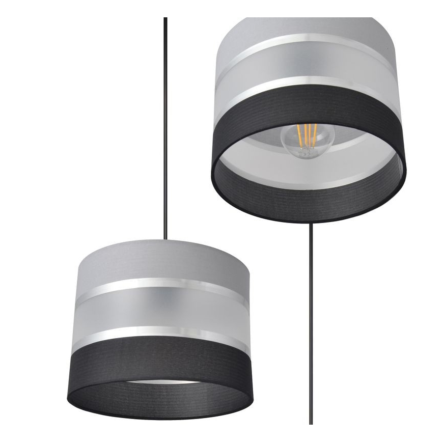 Riippuvalaisin HELEN 3xE27/15W/230V musta/harmaa/hopea