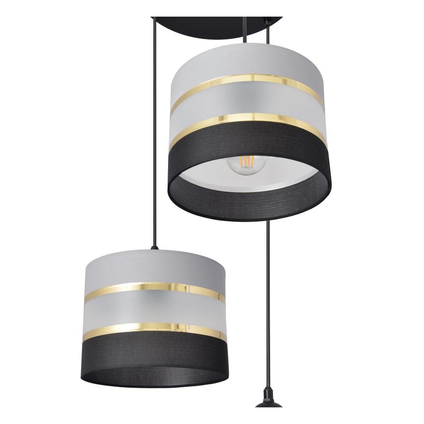 Riippuvalaisin HELEN 3xE27/15W/230V musta/harmaa/kulta