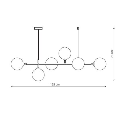 Riippuvalaisin johdoilla ALISA 6xE14/40W/230V kultainen