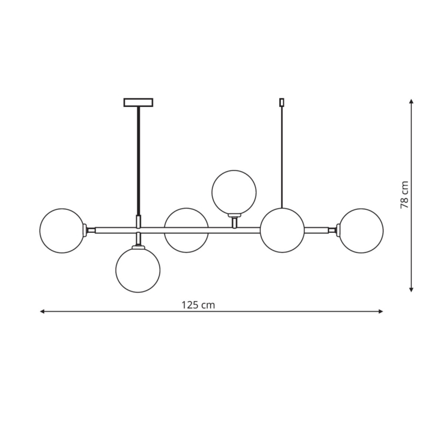Riippuvalaisin johdoilla ALISA 6xE14/40W/230V kultainen