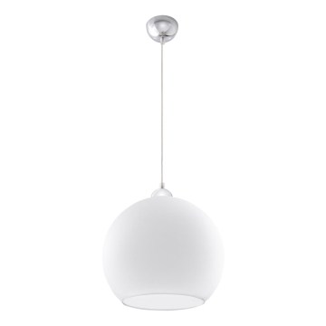 Riippuvalaisin johdolla BALL 1xE27/15W/230V Ø 30 cm valkoinen/kiiltävä kromi
