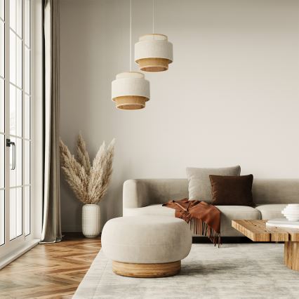 Riippuvalaisin johdolla BOHO 2xE27/60W/230V valkoinen/juutti