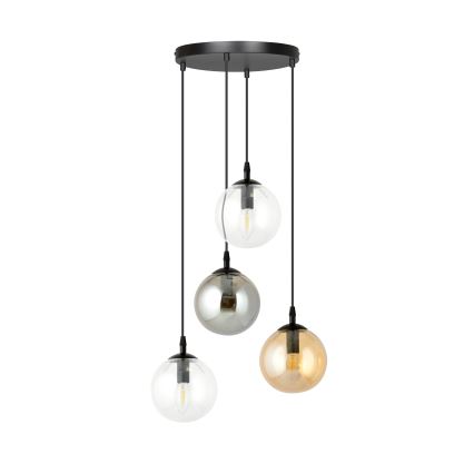 Riippuvalaisin kaapelilla COSMO 4xE14/10W/230V halkaisija 40 cm musta/kirkas/savunharmaa/beige