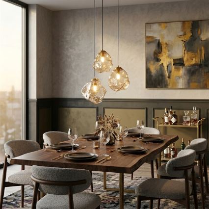 Riippuvalaisin johdolla CRISTAL 3xE14/15W/230V messinki/savunvärinen beige