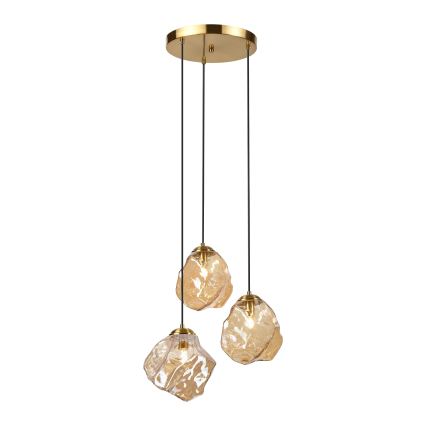 Riippuvalaisin johdolla CRISTAL 3xE14/15W/230V messinki/savunvärinen beige