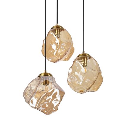 Riippuvalaisin johdolla CRISTAL 3xE14/15W/230V messinki/savunvärinen beige