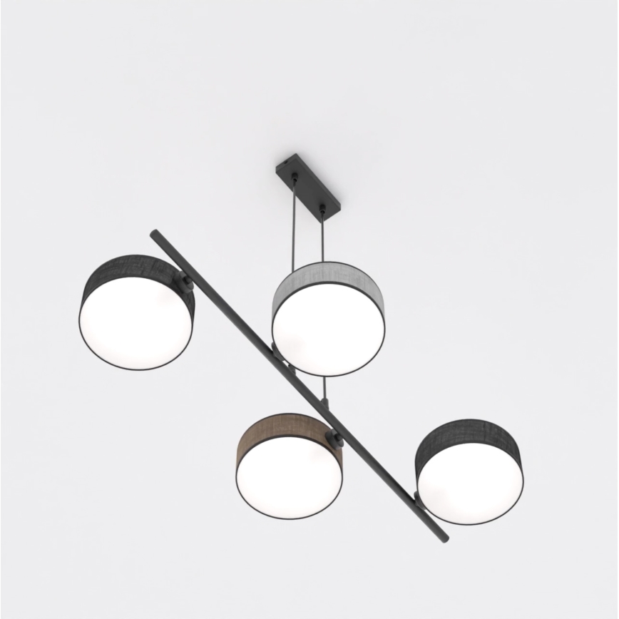 Riippuvalaisin johdolla DRUMZ 4xE14/10W/230V musta/ruskea/harmaa