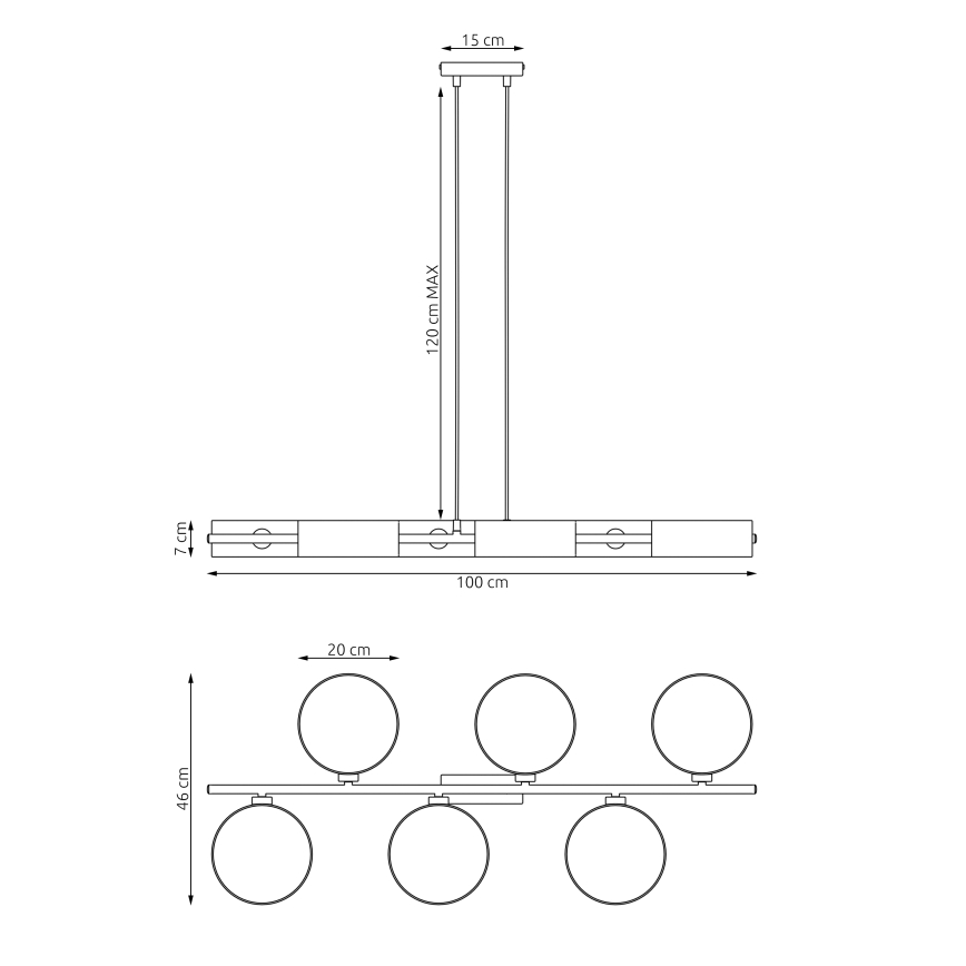 Riippuvalaisin johdolla DRUMZ 6xE14/10W/230V musta