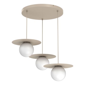 Riippuvalaisin johdolla FLAT 3xE27/15W/230V beige