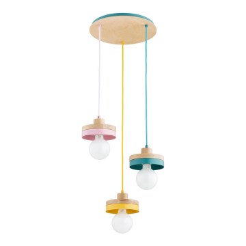 Riippuvalaisin johdolla LARSO 3xE27/15W/230V, monivärinen