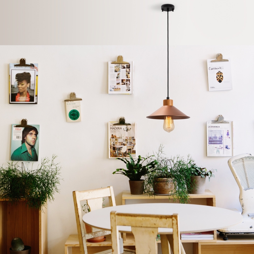 Riippuvalaisin johdolla MANAVGAT 1xE27/40W/230V kupari/ruskea