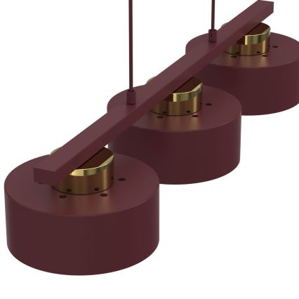 Riippuvalaisin johdolla MARTI 3xE27/15W/230V viininpunainen/kultainen