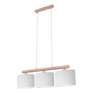 Riippuvalaisin johdolla MERCEDES 3xE27/40W/230V valkoinen/tammi