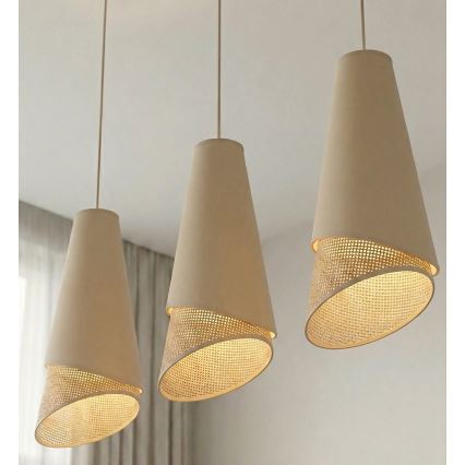 Riippuvalaisin johdolla MODA 3xE27/15W/230V beige/rottinki