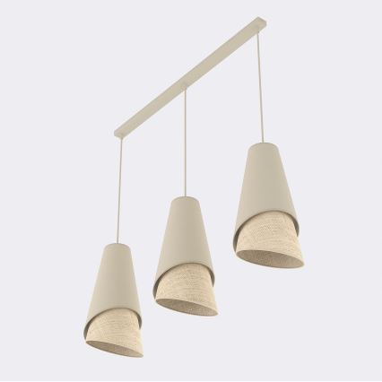 Riippuvalaisin johdolla MODA 3xE27/15W/230V beige/rottinki