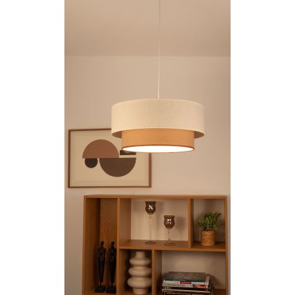 Riippuvalaisin johdolla NATIA 1xE27/60W/230V Ø 45 cm valkoinen/ruskea