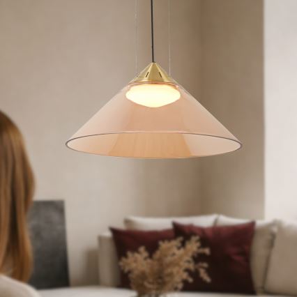 Riippuvalaisin johdolla PRESTO 1xGX53/10W/230V, halkaisija 42 cm, kultainen/savunbeige