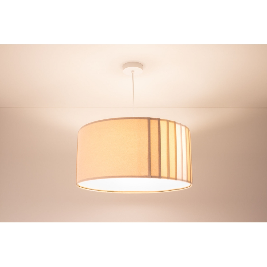 Riippuvalaisin johdolla STRIPES 1xE27/60W/230V Ø 40 cm beige