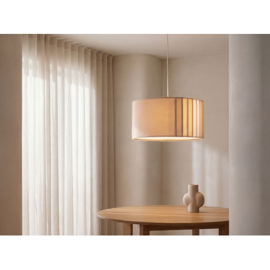 Riippuvalaisin johdolla STRIPES 1xE27/60W/230V Ø 40 cm beige