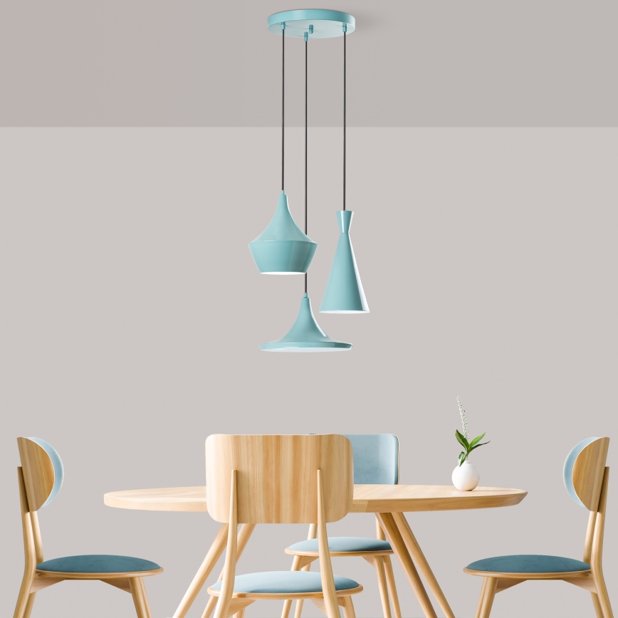 Riippuvalaisin johdolla TOM 3xE27/40W/230V sininen