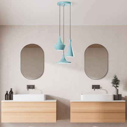 Riippuvalaisin johdolla TOM 3xE27/40W/230V sininen