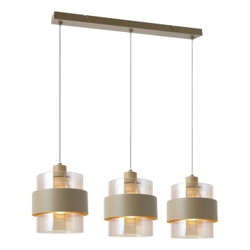 Riippuvalaisin johdolla VALENTINO 3xE27/15W/230V beige/läpinäkyvä