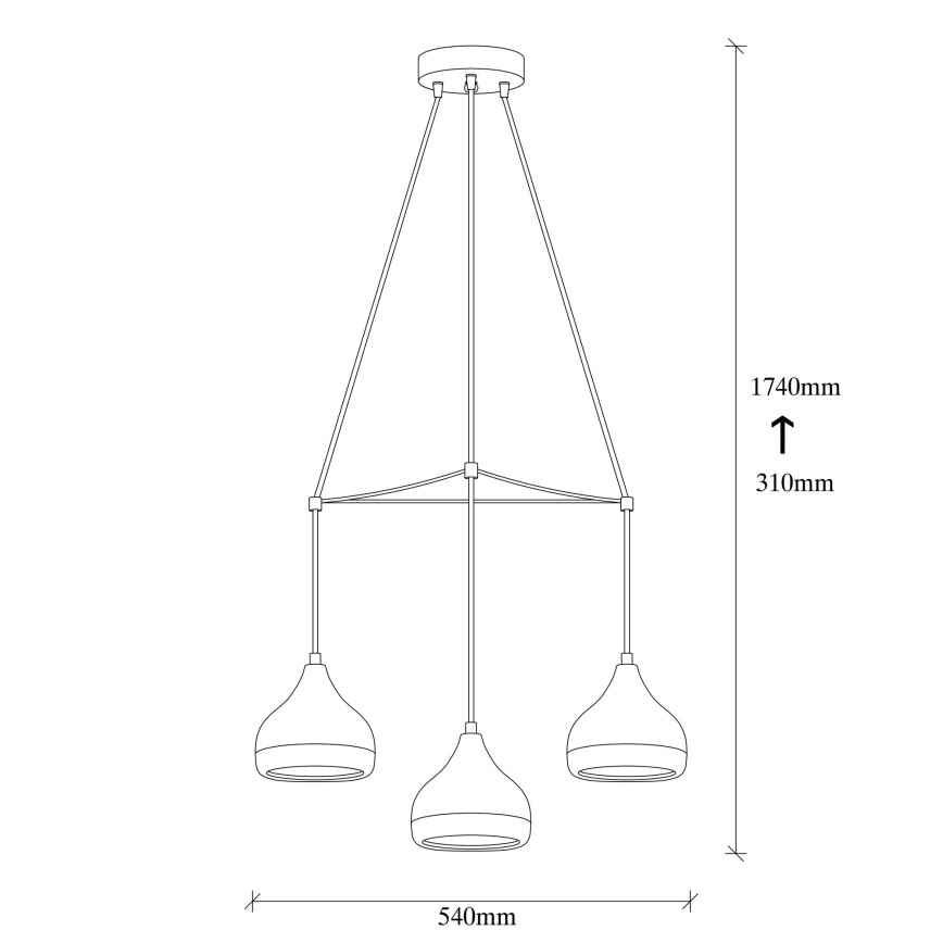 Riippuvalaisin johdolla YILDO 3xE27/40W/230V musta/kupari