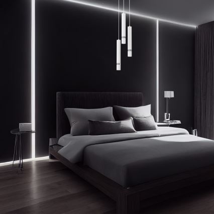 Riippuvalaisin JOKER 3xGU10/8W/230V  valkoinen/kiiltävä kromi