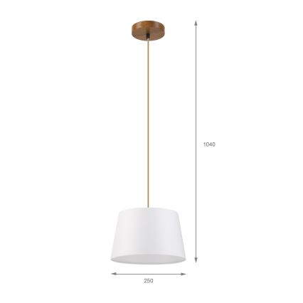 Riippuvalaisin kaapelilla AIDA 1xE27/60W/230V Ø 25 cm tammi/ruskea/valkoinen