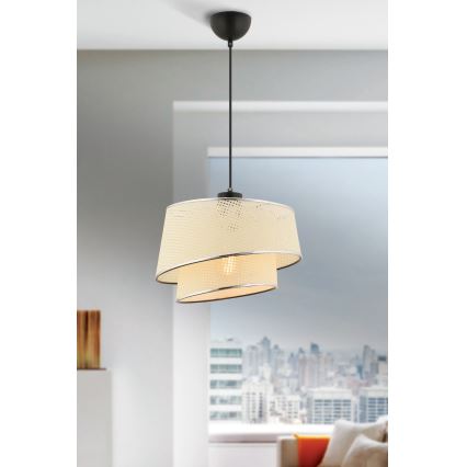 Riippuvalaisin kaapelilla BARETTE 1xE27/60W/230V kermanvärinen/kiiltävä kromi