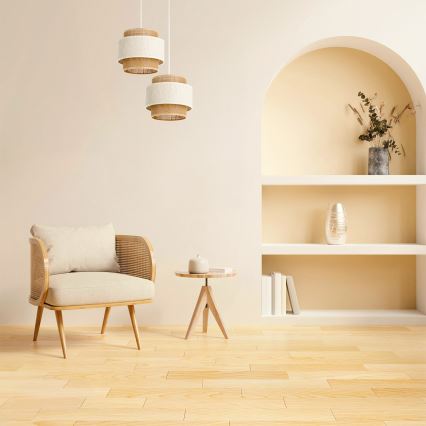 Riippuvalaisin kaapelilla BOHO 2xE27/60W/230V kerma/juutti