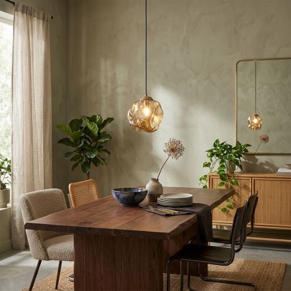 Riippuvalaisin kaapelilla CRISTAL 1xE14/15W/230V messinki/savunvärinen beige