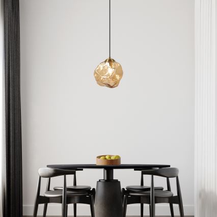 Riippuvalaisin kaapelilla CRISTAL 1xE14/15W/230V messinki/savunvärinen beige