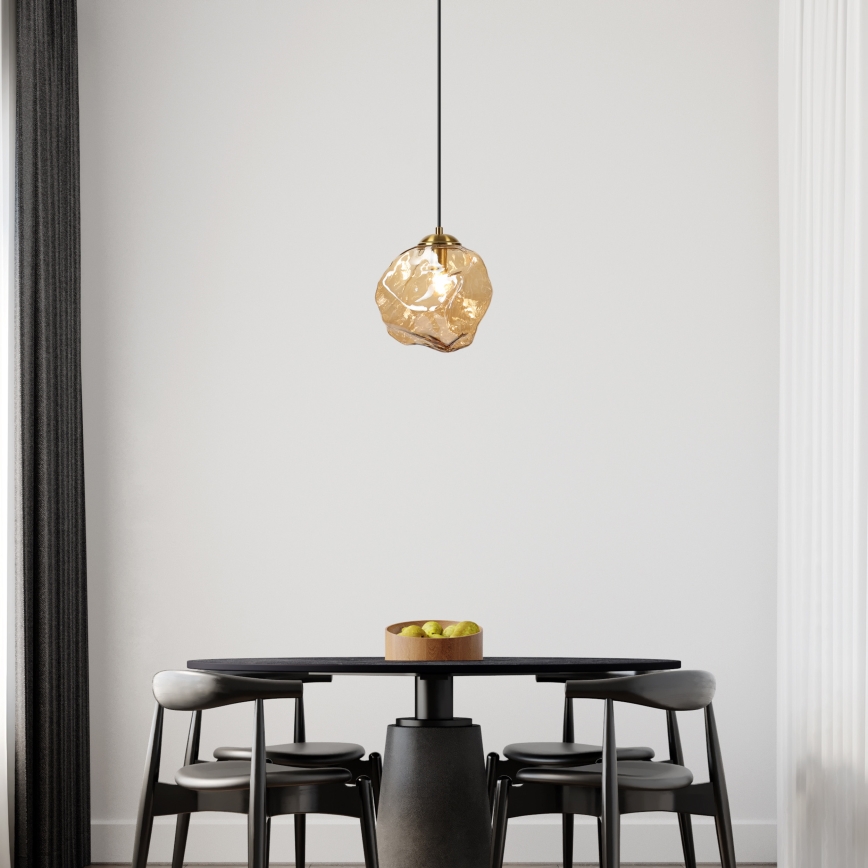 Riippuvalaisin kaapelilla CRISTAL 1xE14/15W/230V messinki/savunvärinen beige