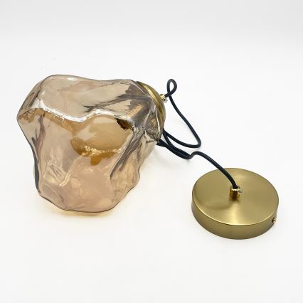 Riippuvalaisin kaapelilla CRISTAL 1xE14/15W/230V messinki/savunvärinen beige