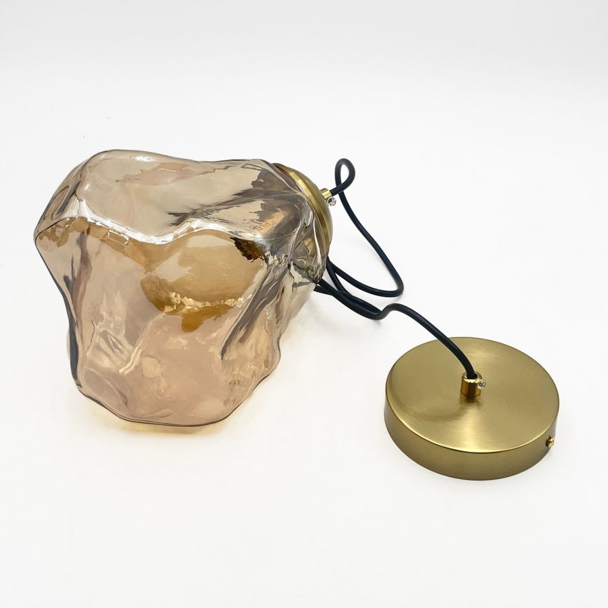 Riippuvalaisin kaapelilla CRISTAL 1xE14/15W/230V messinki/savunvärinen beige