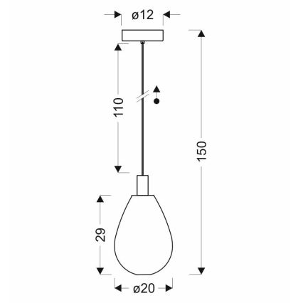Riippuvalaisin kaapelilla DENSO 1xG9/5W/230V halkaisija 20 cm kuparinvärinen/musta
