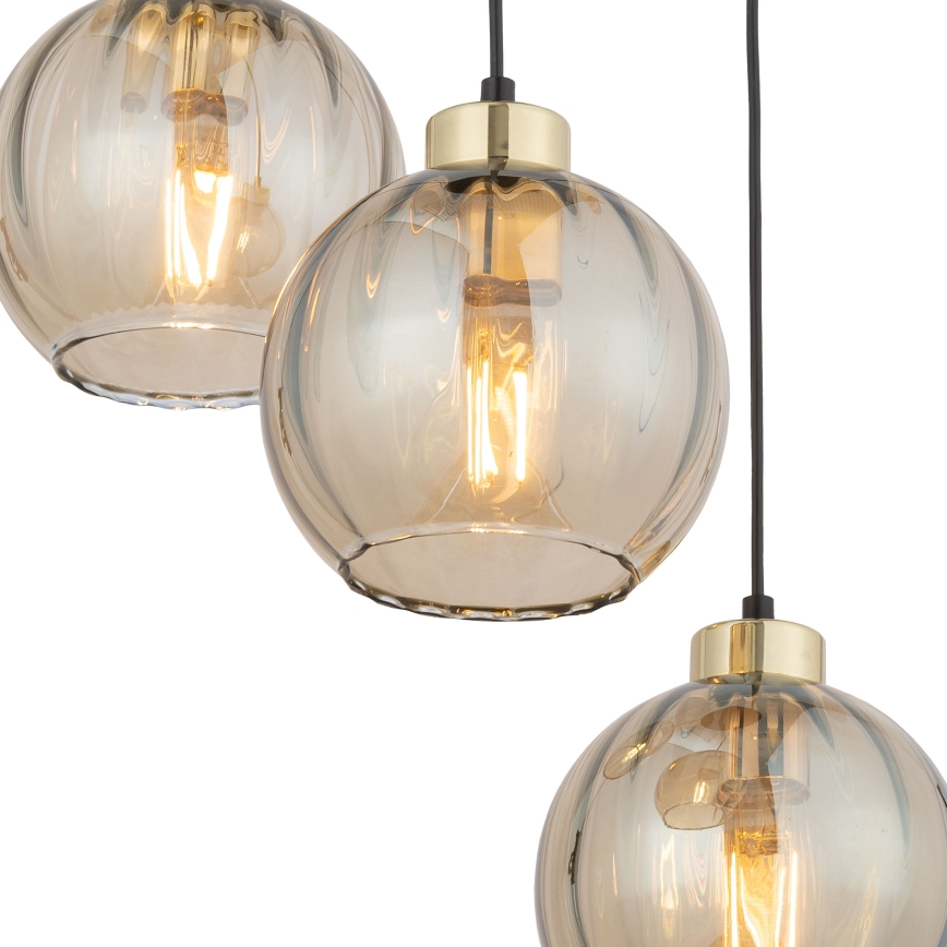 Riippuvalaisin kaapelilla DEVI 3xE27/15W/230V musta/savunbeige
