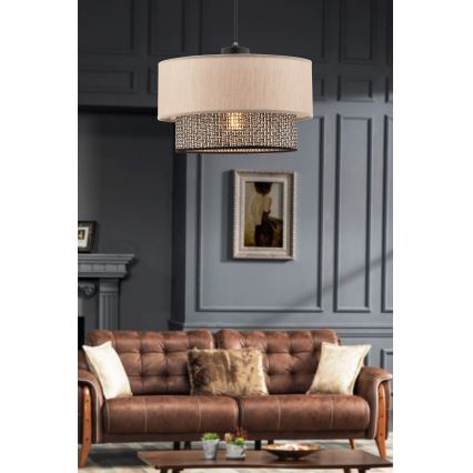 Riippuvalaisin kaapelilla ECHO 1xE27/60W/230V beige/harmaa