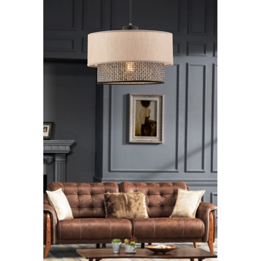 Riippuvalaisin kaapelilla ECHO 1xE27/60W/230V beige/harmaa